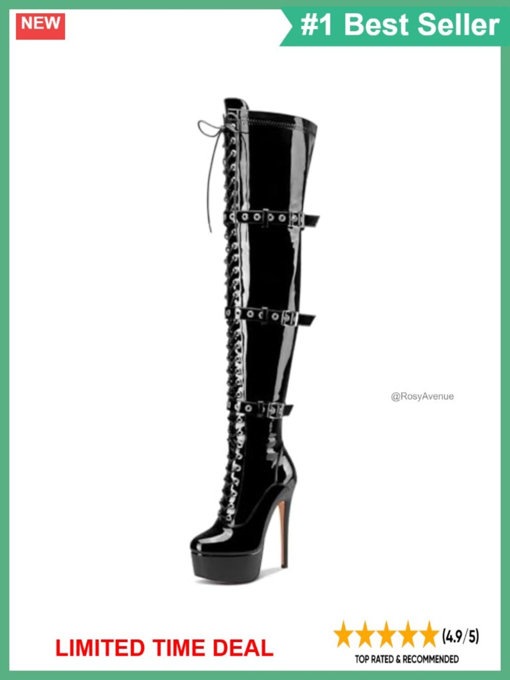 Over The Knee Thigh High Stiletto Platform Lace-Up Boots